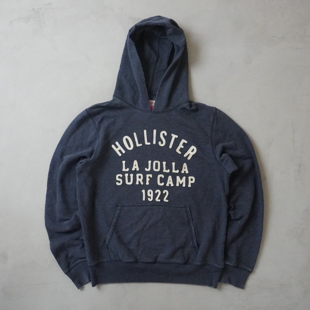 Hollister La Jolla Surf Camp Hoodie Small Navy Blue Sweatshirt Y2K Unisex VTG